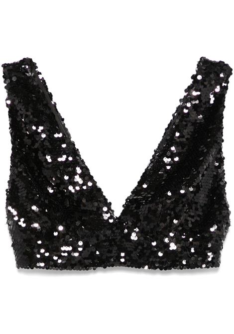 Top con paillettes in nero Philosophy Di Lorenzo Serafini - donna